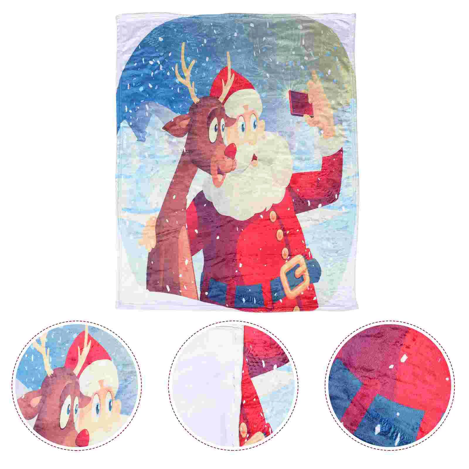

Blanket Christmas Santa Claus Bed Throws Office Couch Favors Party Blankets Fuzzy Decorative Fleece Coral Sleeping Throw