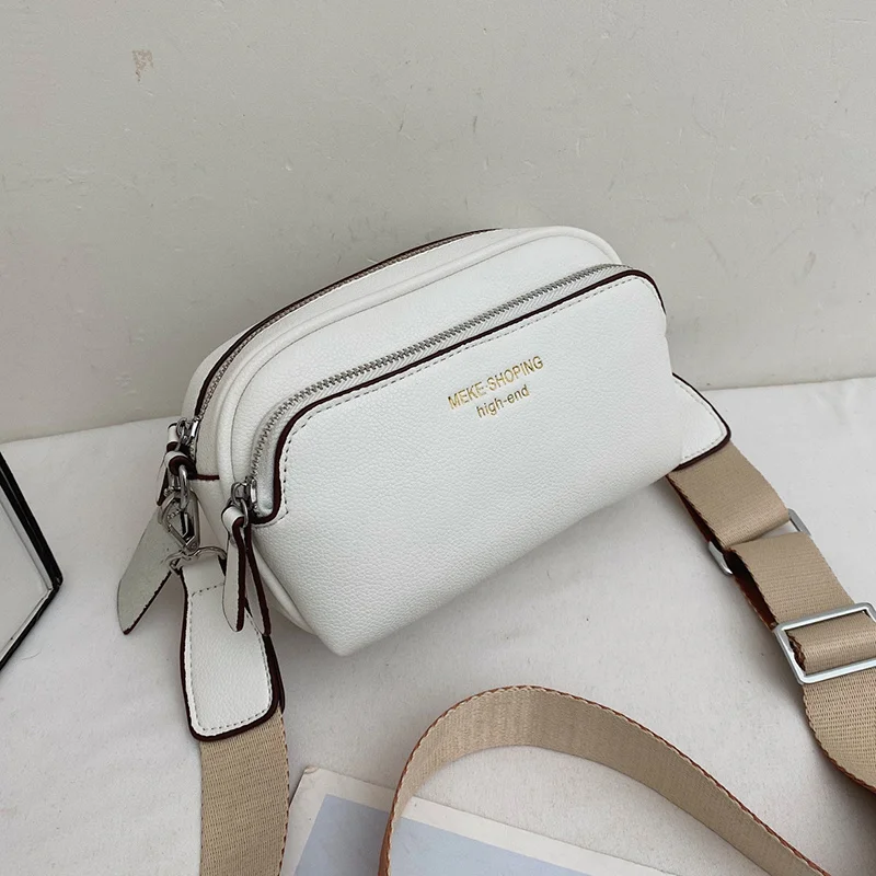

Vintage Double Layer Quality PU Leather Crossbody Sling Bags for Woman 2022 Fashion Small Shoulder Purses and Handbags Long Belt