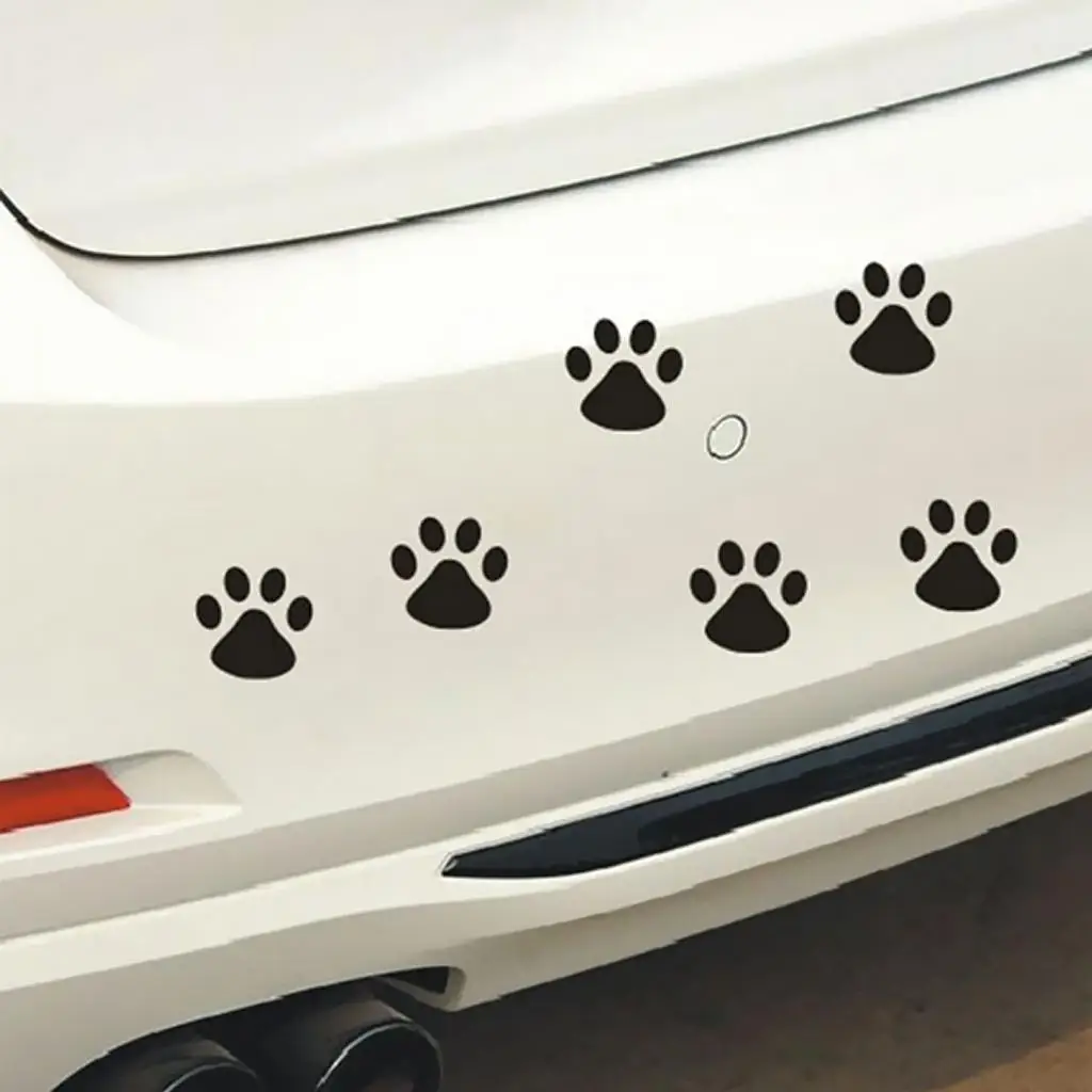 

2X Easy Install Safety Car Sticker Dog Footprint Decal Claw black