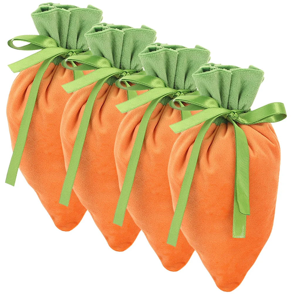 

Easter Carrot Gift Candy Treat Pouches Drawstring Wrapping Fabric Pouch Party Goodie Cookie Holiday Favors Shaped Storage Favor