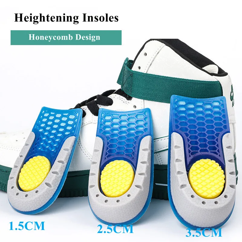 Silicone Heightening Increase Insole Inner Height Templates Half Cushion Soft Elastic Arch Support Orthopedic Insoles Men Women