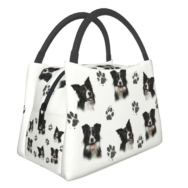 

Border Collie Insulated Lunch Bags for Camping Travel Cute Dog Portable Cooler Thermal Bento Box Women