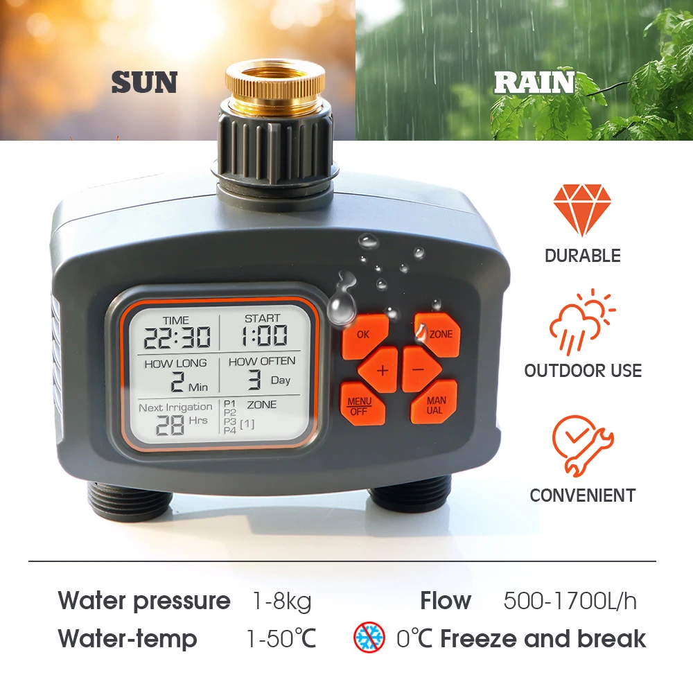 Умный Цифровой таймер для орошения сада устройство двухканального с ЖК-дисплеем