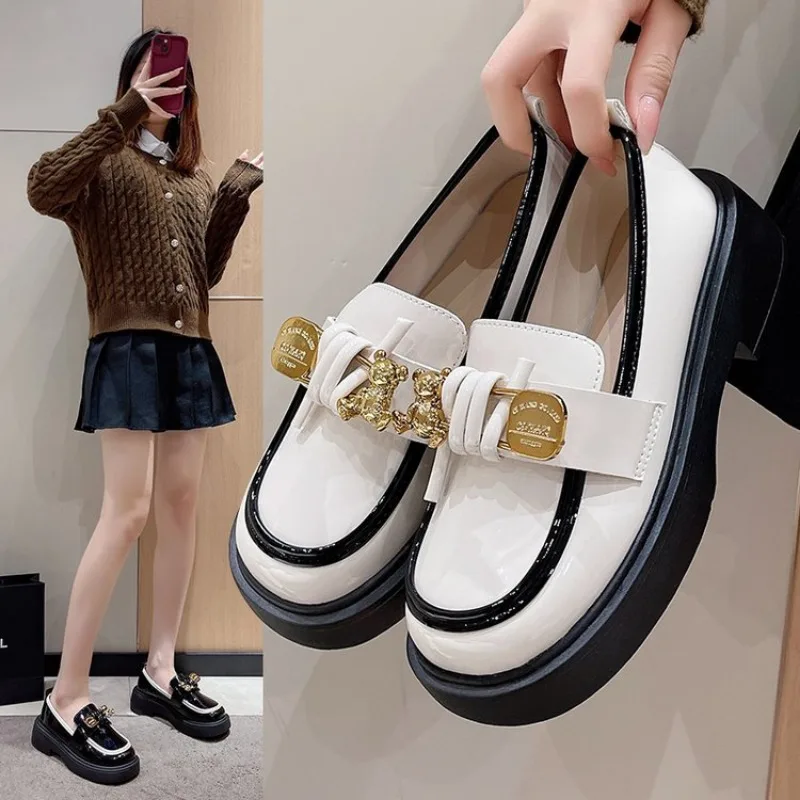 Японская Искусственная Униформа Jk Черные Лакированные Кожаные Туфли На Плоской