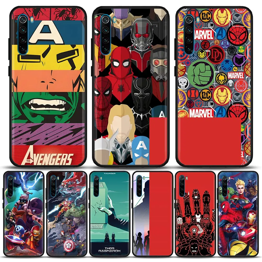 

Marvel Avengers Cartoon Comic Phone Case For Redmi K40 K40S K50 6 6A 7 7A 8 8A 9 9A 9C 9T 10 10C Pro Plus Cover Funda Coque Capa