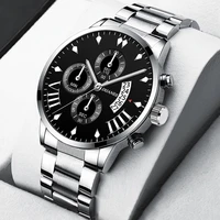 fashion mens watches stainless steel casual quartz wrist watch male sports leather business calendar clock relogio masculino