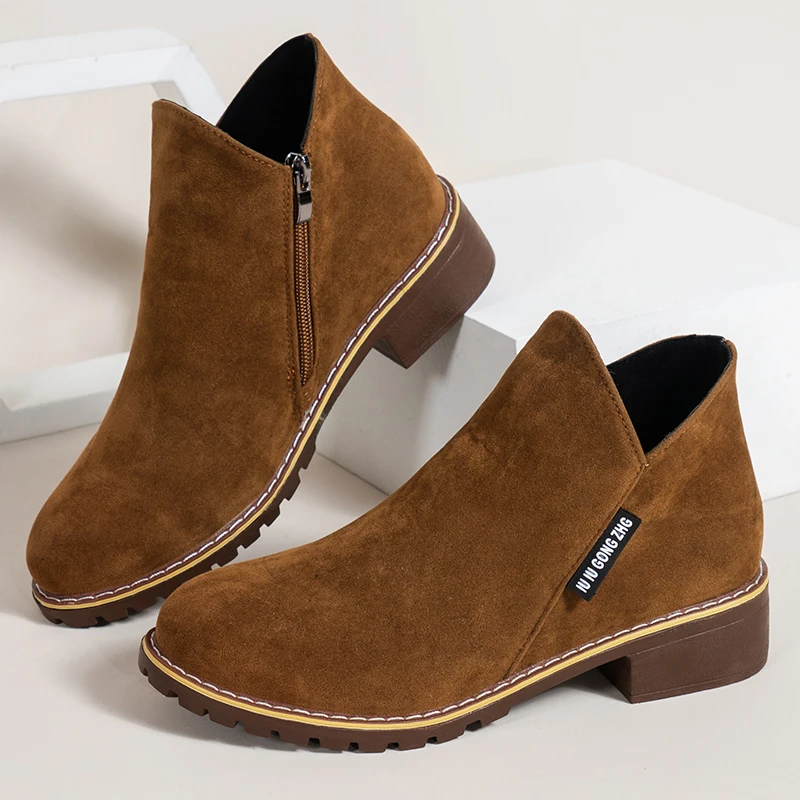 

Новые модные женские ботинки для осени и зимы, Классические ботинки на молнии, теплые плюшевые ботильоны, зимняя обувь в стиле ретро для женщин