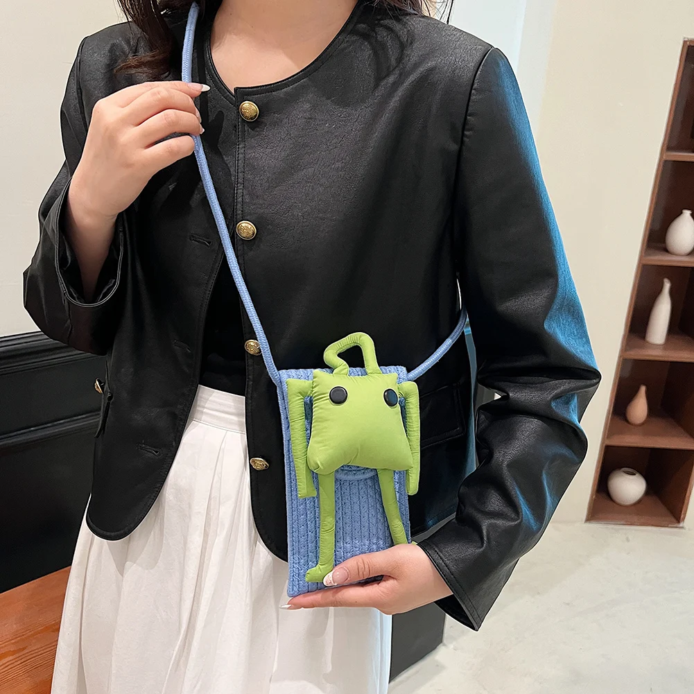 

Women Kawaii Cartoon Shoulder Bags 2023 New Straw Weave Cotton Casual Satchel Handbags Purses Small Phone&Purse Crossbody Bag