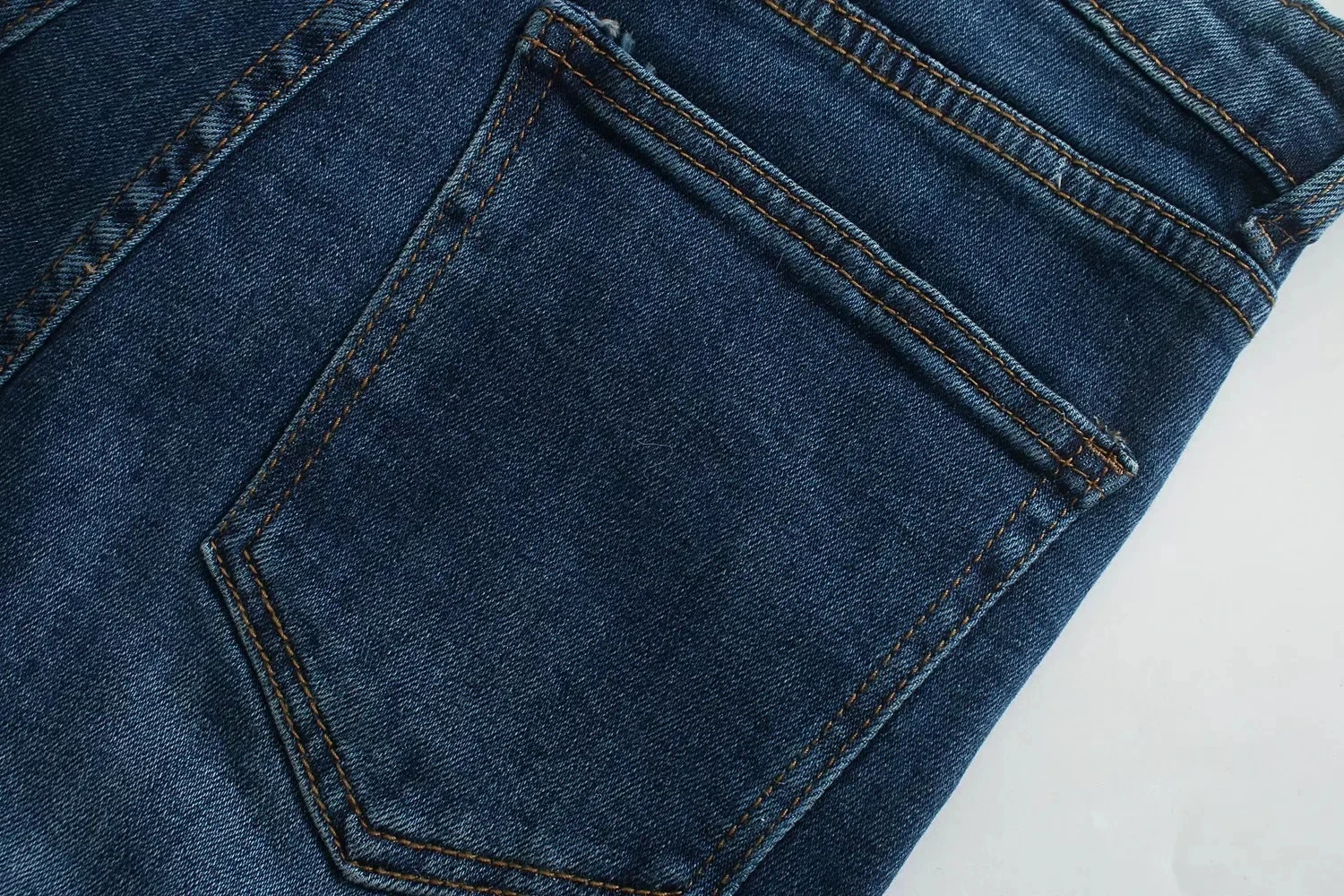 Jenny&Dave 2023 England Style High Street Washed Casual Ankle Jeans Women Fashion Skinny Jeans Dark Blue Flare Denim Pants