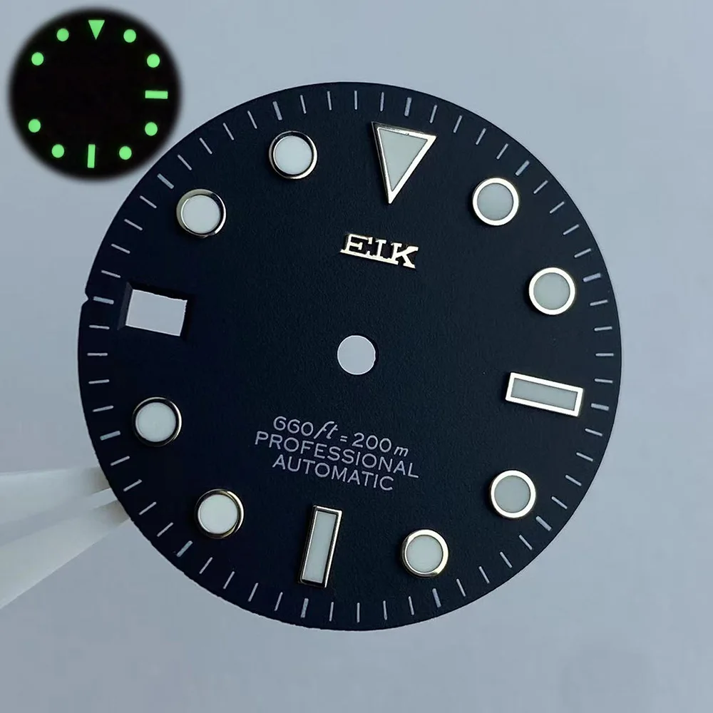 

Левая Корона NH35 28,5 мм циферблаты для часов зеленый светящийся циферблат NH35 NH36 чехол для часов аксессуары для часов с одним календарем часы с...