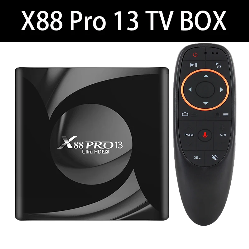X88PRO Smart TV 8K медиаплеер Android 13 Wi-Fi6 AV1 Четырехъядерный процессор 4 ГБ ОЗУ 64 пакет BT5.0