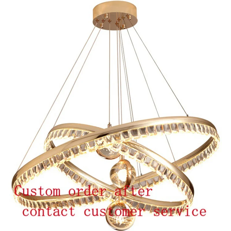 

Villa Indoor Decoration round glass Chandelier gold Pendant Light hanging light drop art decor lamp
