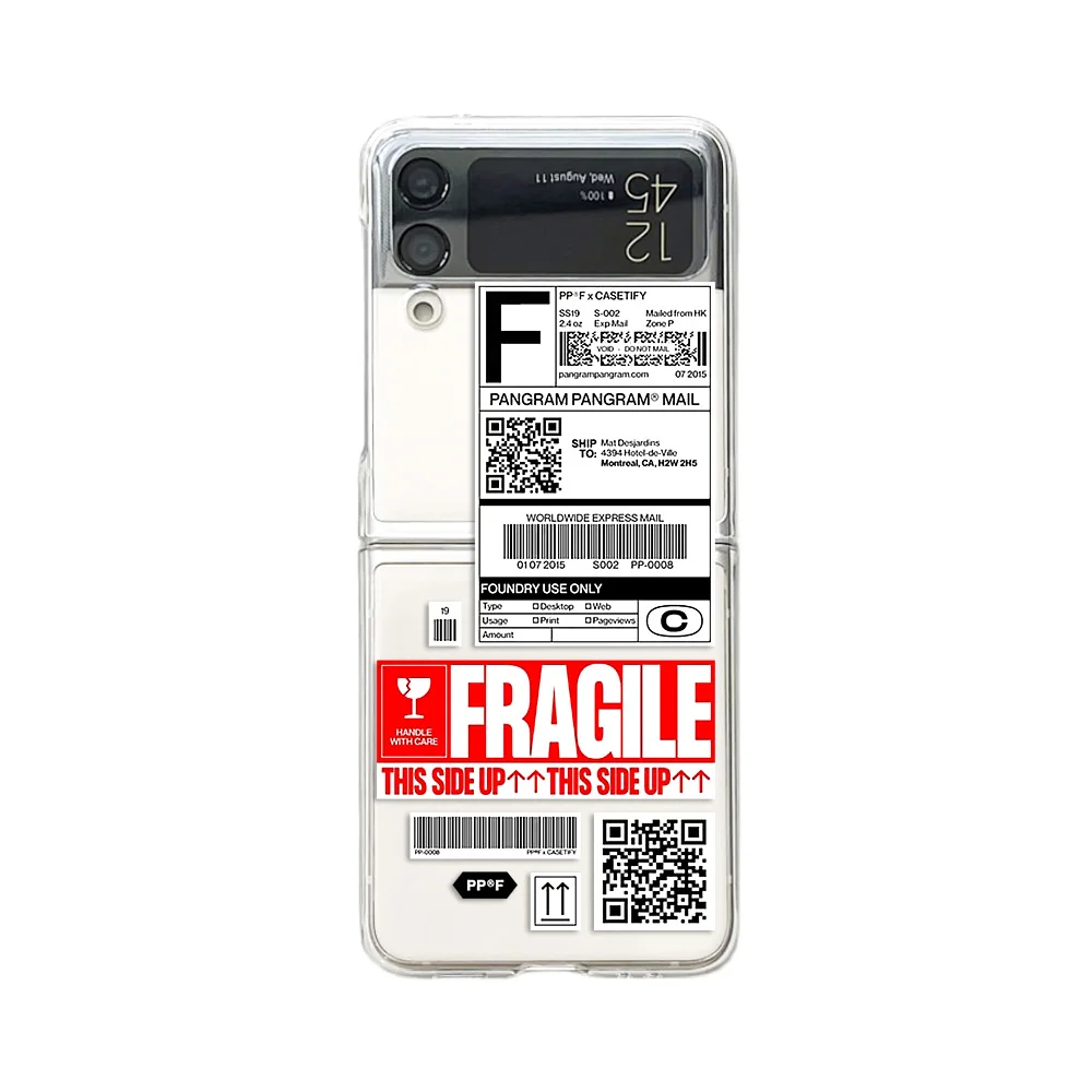 

For Samsung Galaxy Z Flip 4 3 Case Personality Labels Painted Transparent Shockproof PC Hard Back Cover For Samsung Z Flip4 Case