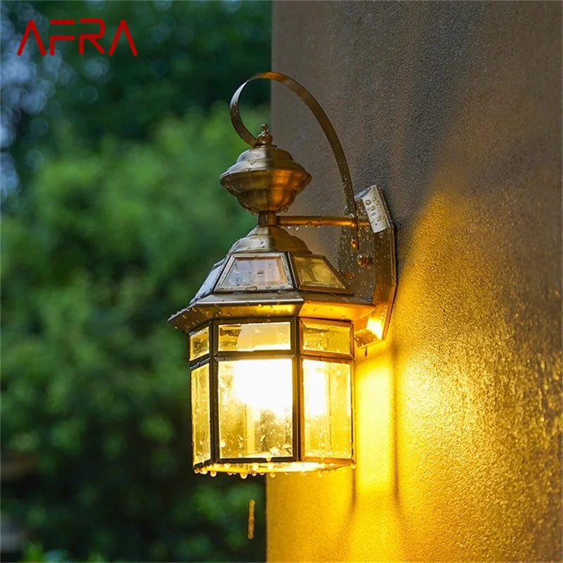 

Ретро наружная латунная настенная лампа AFRA, водонепроницаемые светильники IP65 для дома, крыльца, двора