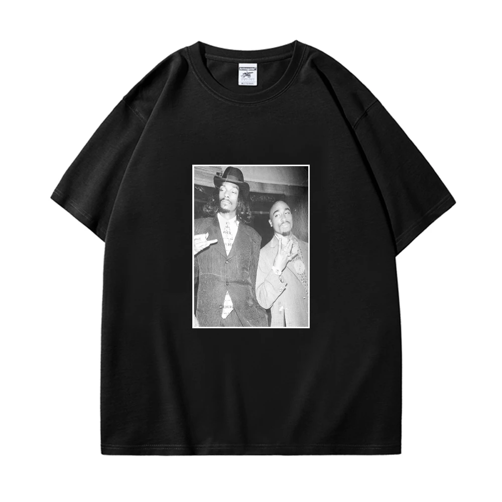 

Rapper Snoop Doggy Dogg T-Shirt Tupac Shakur 2pac Graphic T-shirts fashion Men Women Vintage Oversized Cotton T Shirt streetwear