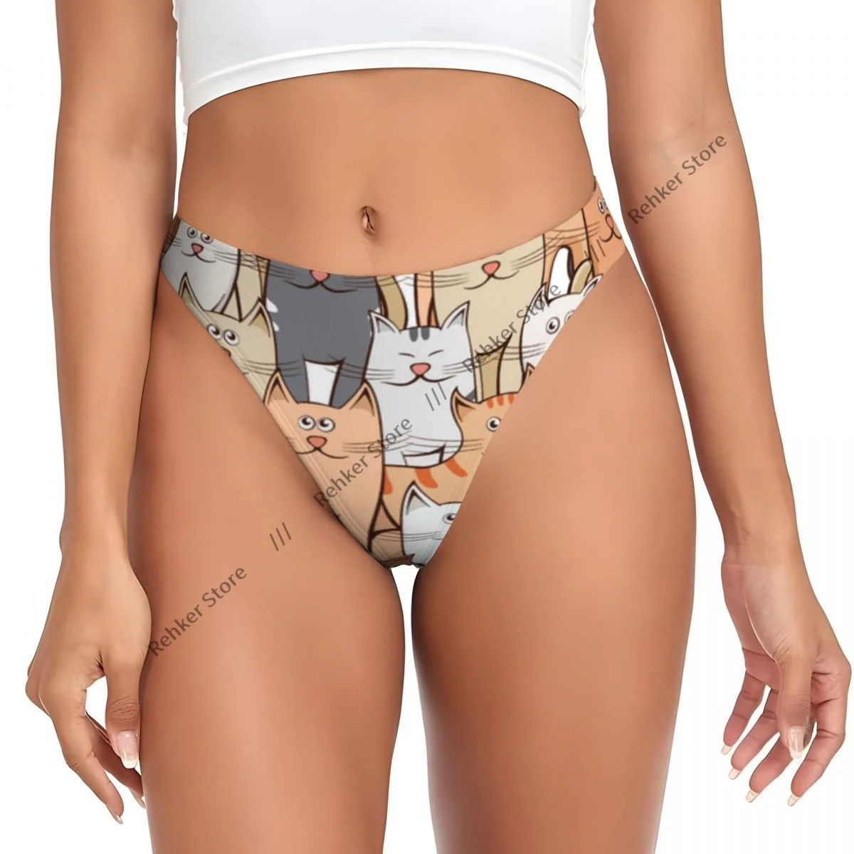 Сексуальные трусики с кошками цветные стринги нижнее белье женское дышащие
