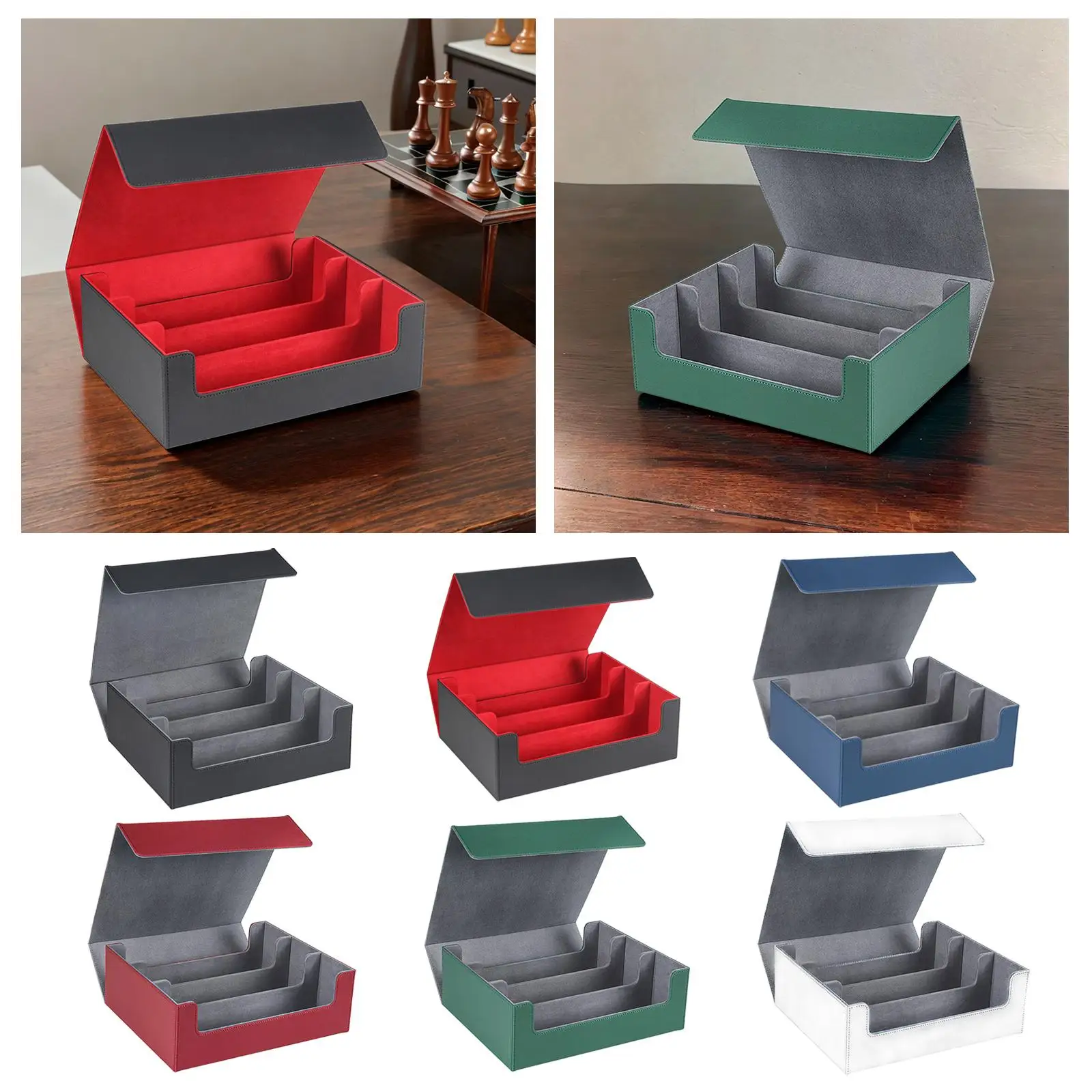 

PU Leather Waterproof Trading Card Deck Case Baseball Cards Sleeved Cards Gathering Deck Box Accessories holds 1800+ Cards