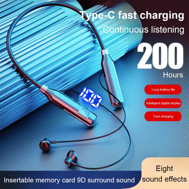 

Wireless tooth-compatible headset waterproof earplug noise elimination and microphone headset sports headset Led display