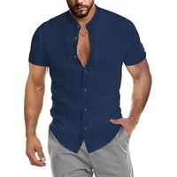 linen men shirt summer 2022 stand collar short sleeve beach shirt v neck pocket men shirt camisa masculina %d1%84%d1%83%d1%82%d0%b1%d0%be%d0%bb%d0%ba%d0%b0 %d0%be%d0%b2%d0%b5%d1%80%d1%81%d0%b0%d0%b9%d0%b7