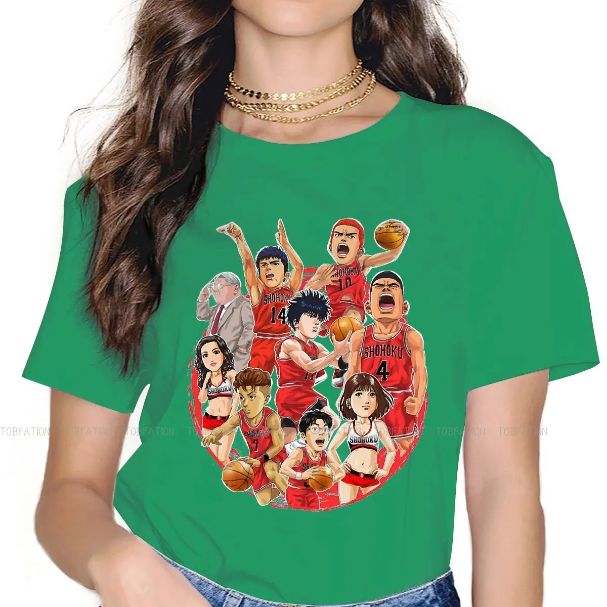 

Модные футболки Slamdunk, женская футболка из ткани, размеры до 4xl, футболка большого размера с круглым вырезом