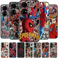 spiderman comic cartoon phone case for huawei p50 p40 p30 p20 10 9 8 lite e pro plus black etui coque painting hoesjes comic fas
