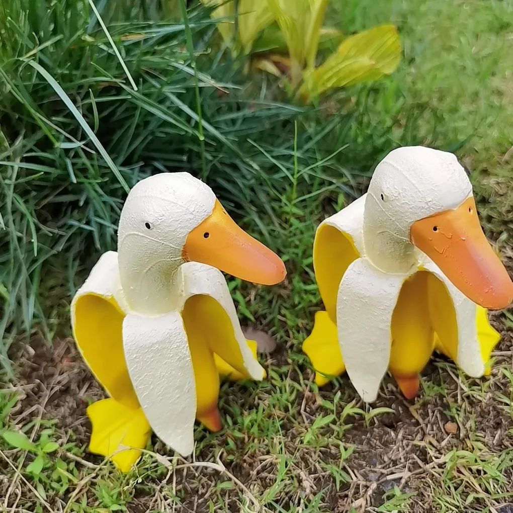

Статуя утки банана садовая скульптура изысканный дизайн долговечность простая личность сплошной цвет-быстрая фигурка гуся