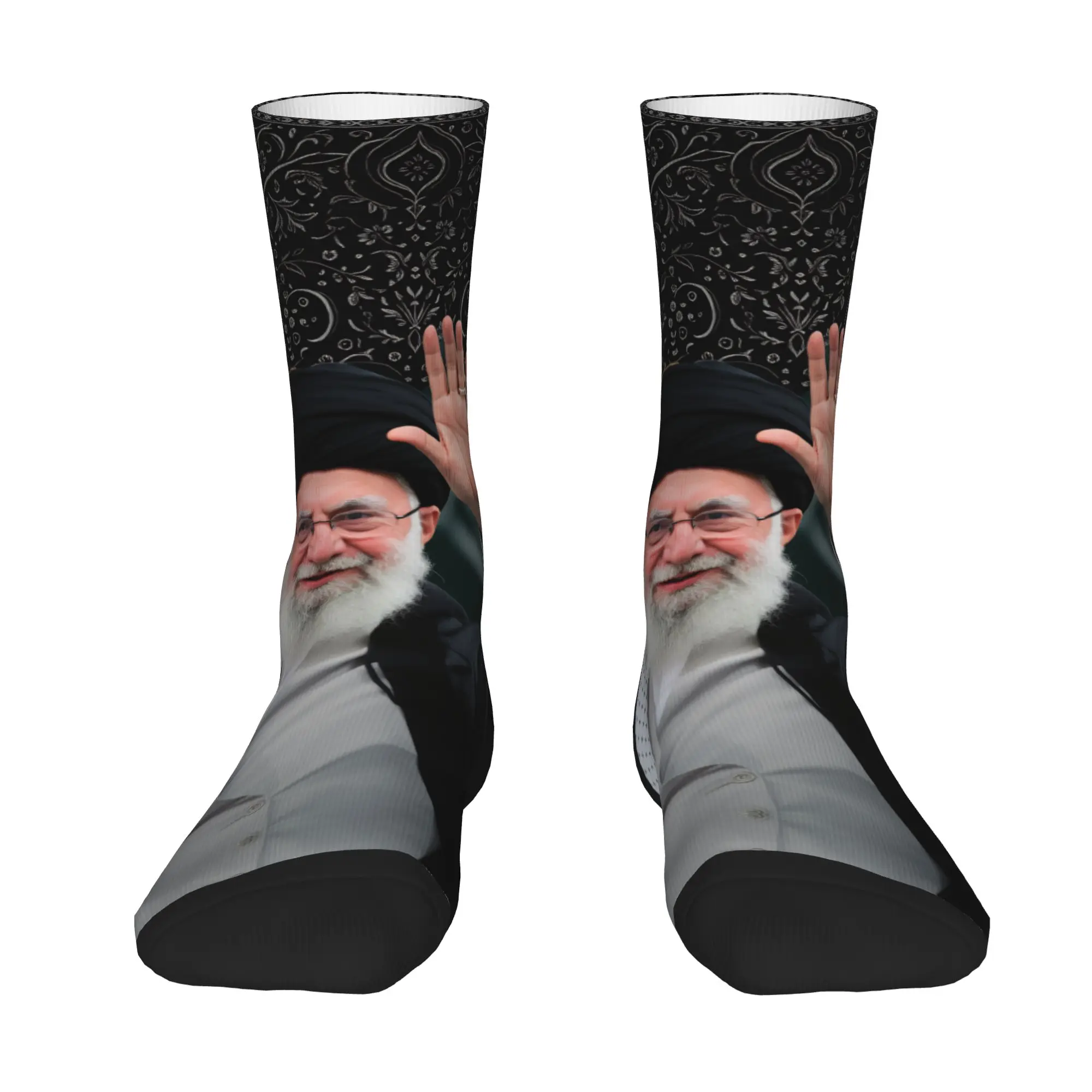 Фото Носки Ali Khamenei для взрослых мужчин, мягкие готические носки, осенние нескользящие носки для альпинизма, подарок на день рождения №2