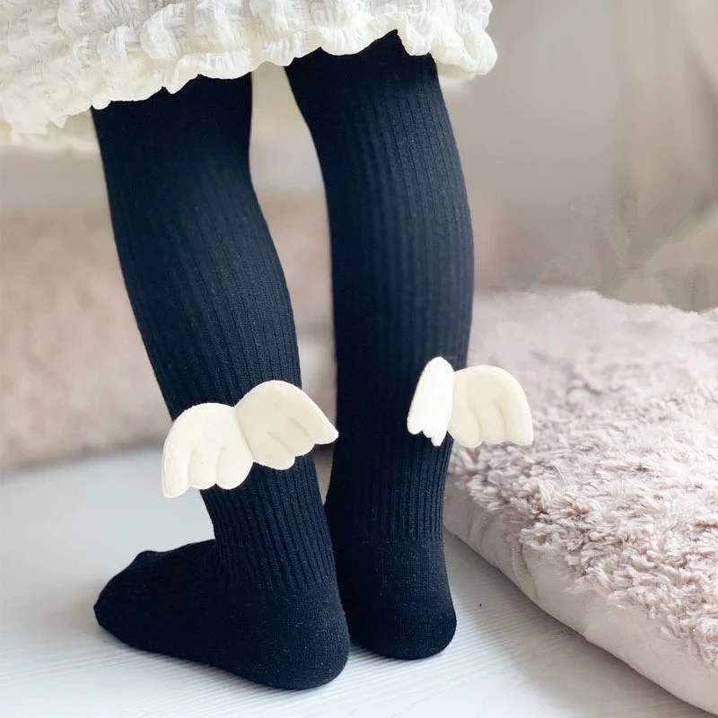 

Spring Autumn Angel Wings Kids Stockings For Girls Autumn Spring Soft Cotton Baby Tights Knitted Toddler Children Pantyhose