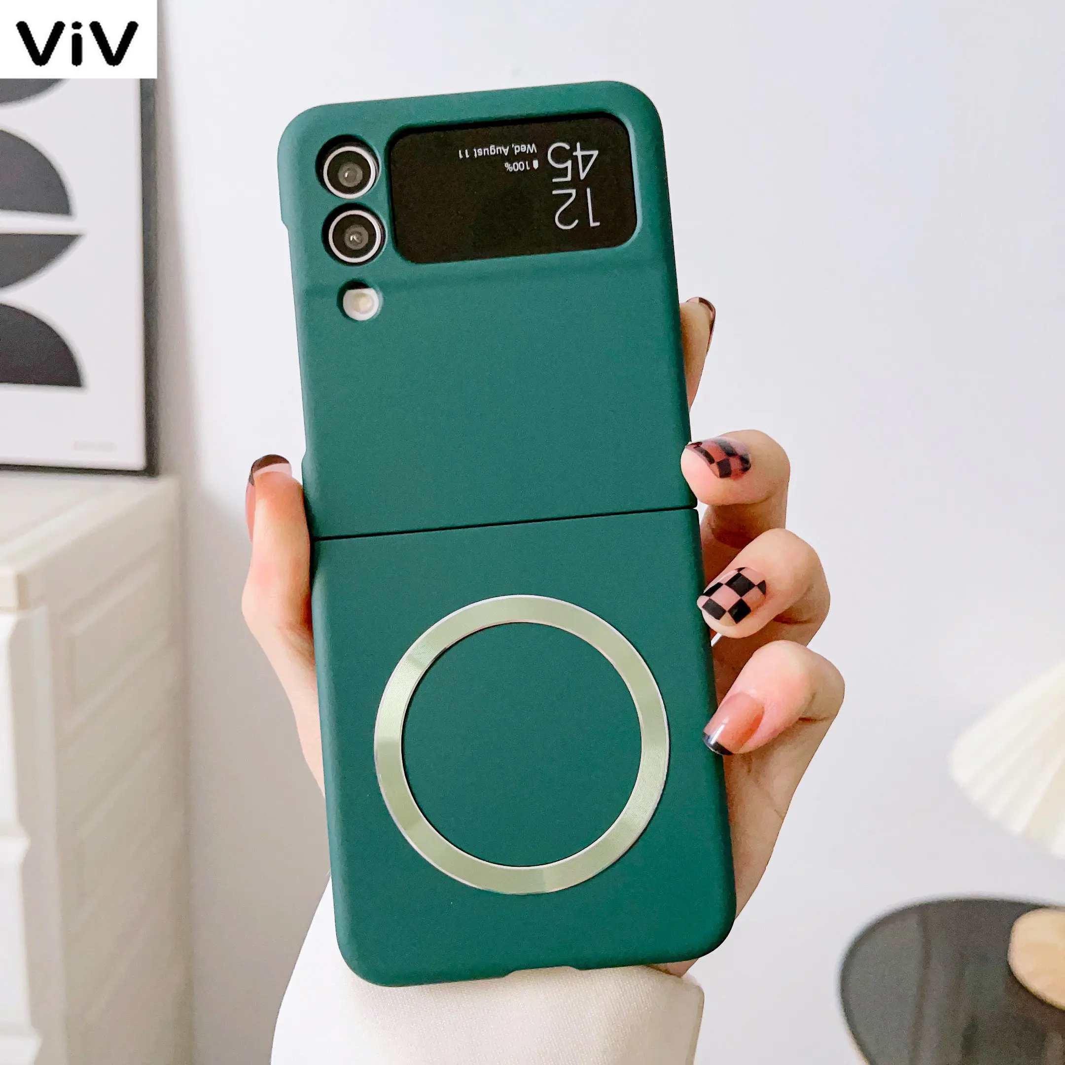 

Ultra Thin Wireless Magnetic Magsafe Rubber Plastic Folding Case For Samsung Galaxy Z Flip 3 4 Cover