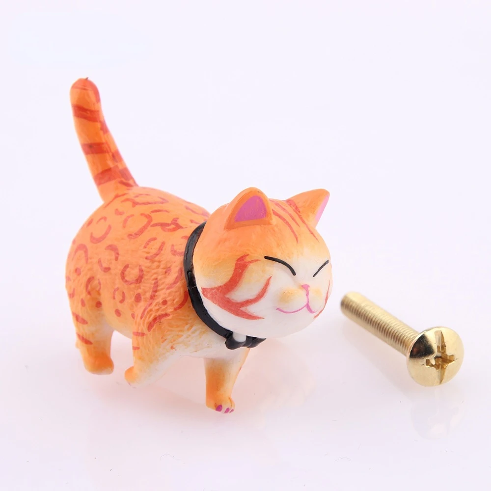

Латунная вращающаяся ручка с кошачьей головой, мультяшная дверная ручка для шкафа, милый ящик, маленькая ручка с одним отверстием, ручка ящика