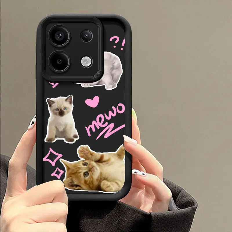Модный противоударный мягкий чехол с милым котом для Redmi NOTE 10C 11 11T 12 12S 12C 13 13C A1 A2 A3