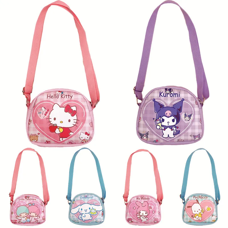 

Sanrio Messenger Bag Kuromi Mymelody Cinnamorol Hello Kitty Onpompurin Pochacco Shoulder Bags Double-Sided Print Small Satchel