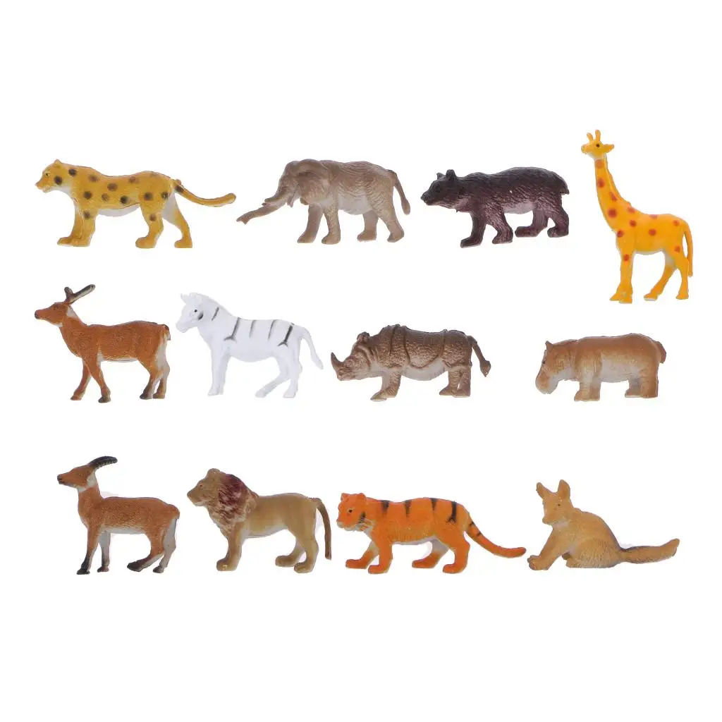 

Set of 12 Plastic Wild Animal Models Children Party Bag Fillers Lucky Dip Prizes