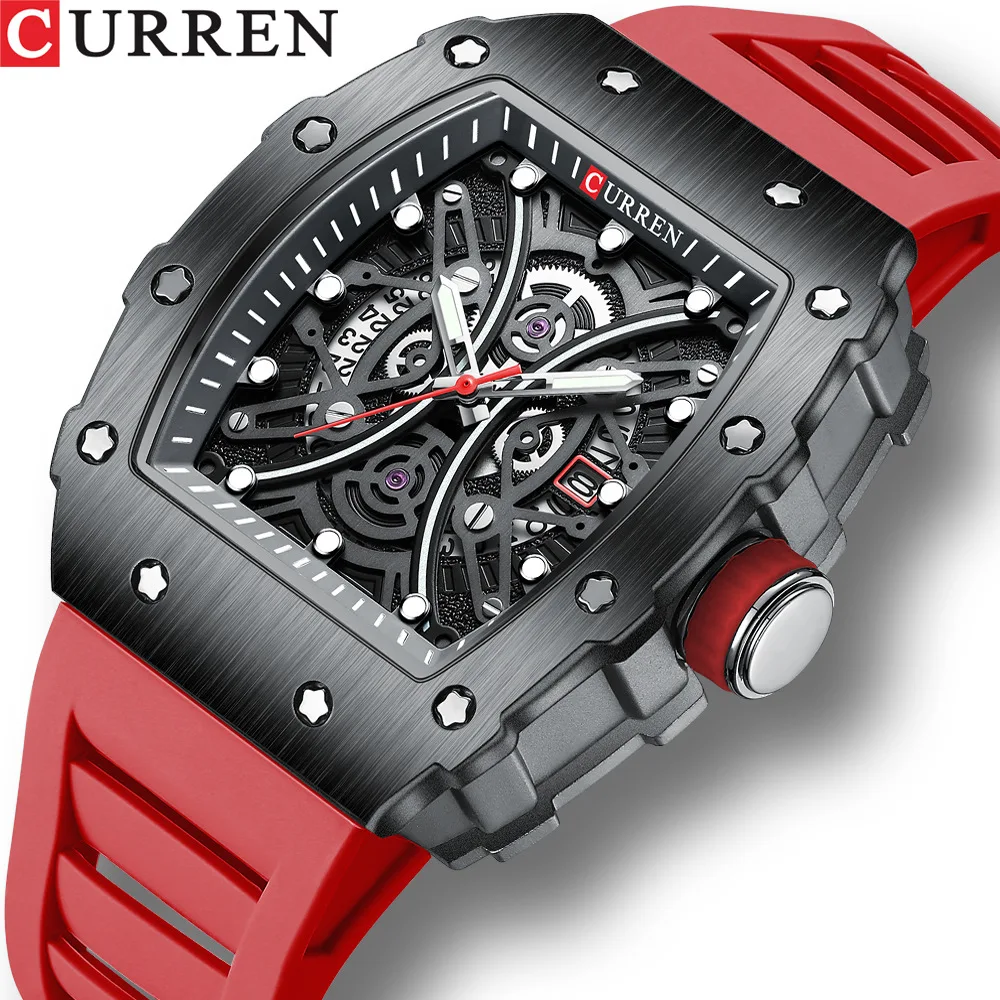 

CURREN Fashion Rectangular Original Quartz Men Watch Luxury Sport Clock With Date Wristwatch Luminous Hands Clock Reloj Hombre