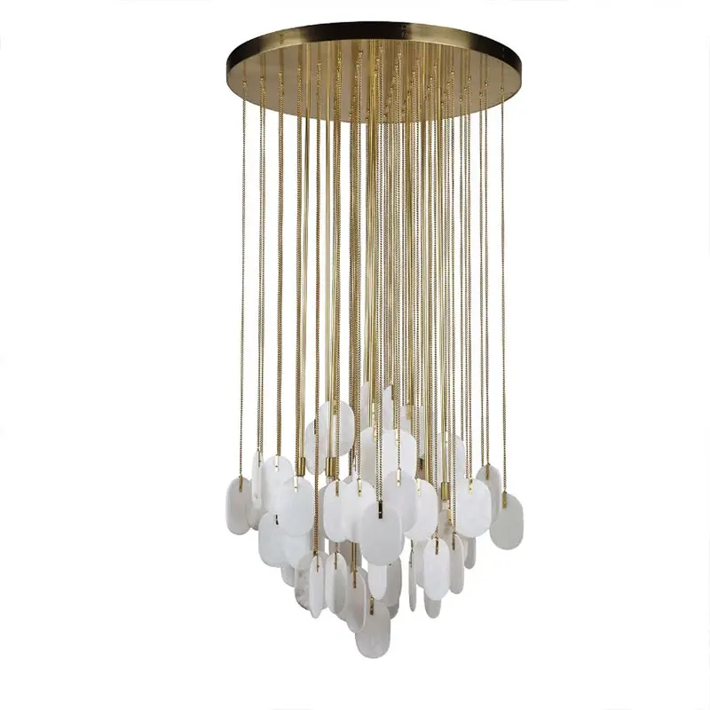 

Custom Modern Luxury Marble Decorative Villa Hotel Lobby Led Ceiling Pendant Light Height Adjustable