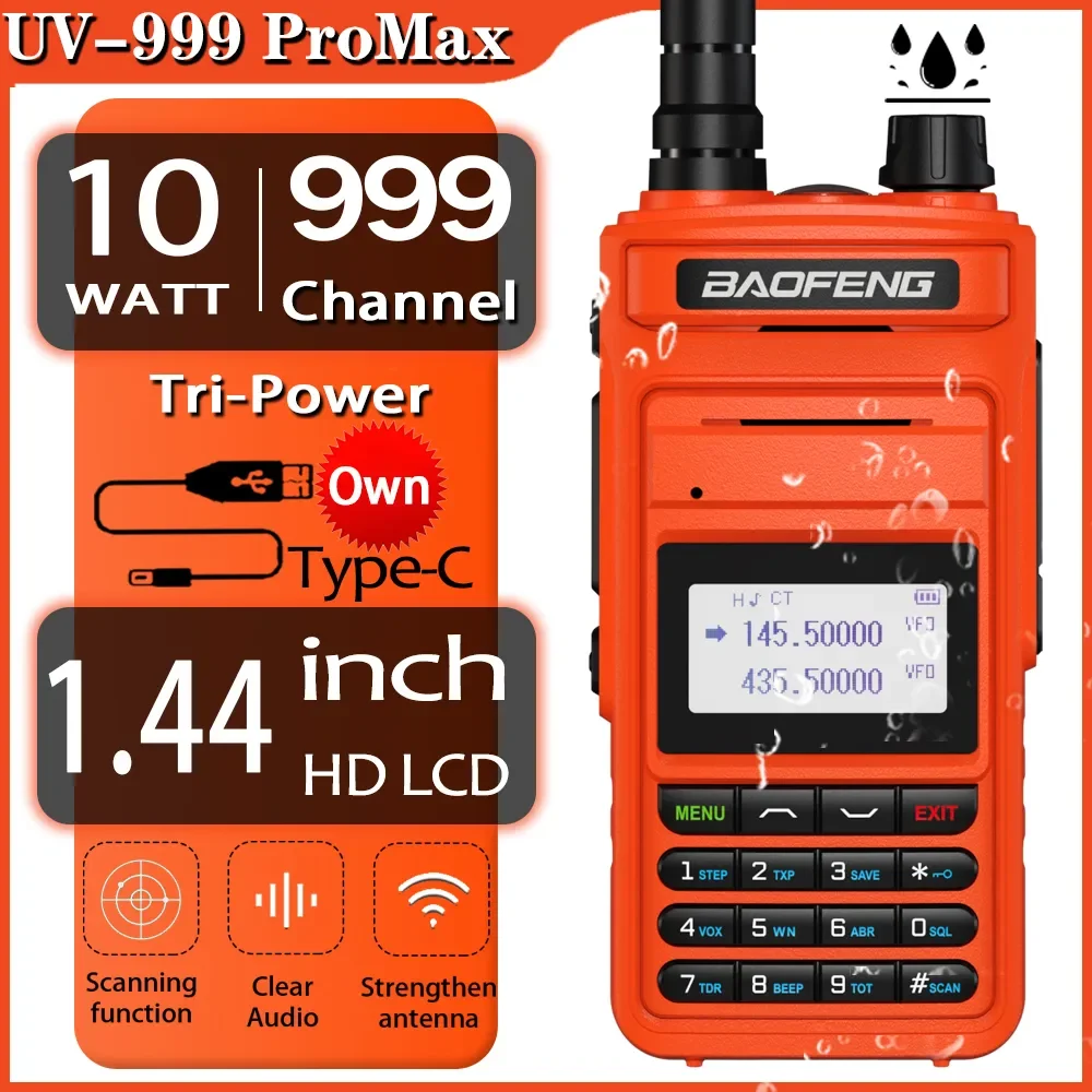

Baofeng UV-999 Pro Max 10W 999CH Walkie Talkie UV999 Dual Band Portable CB Ham Radios FM Transceiver Two Way Radio UV-5R