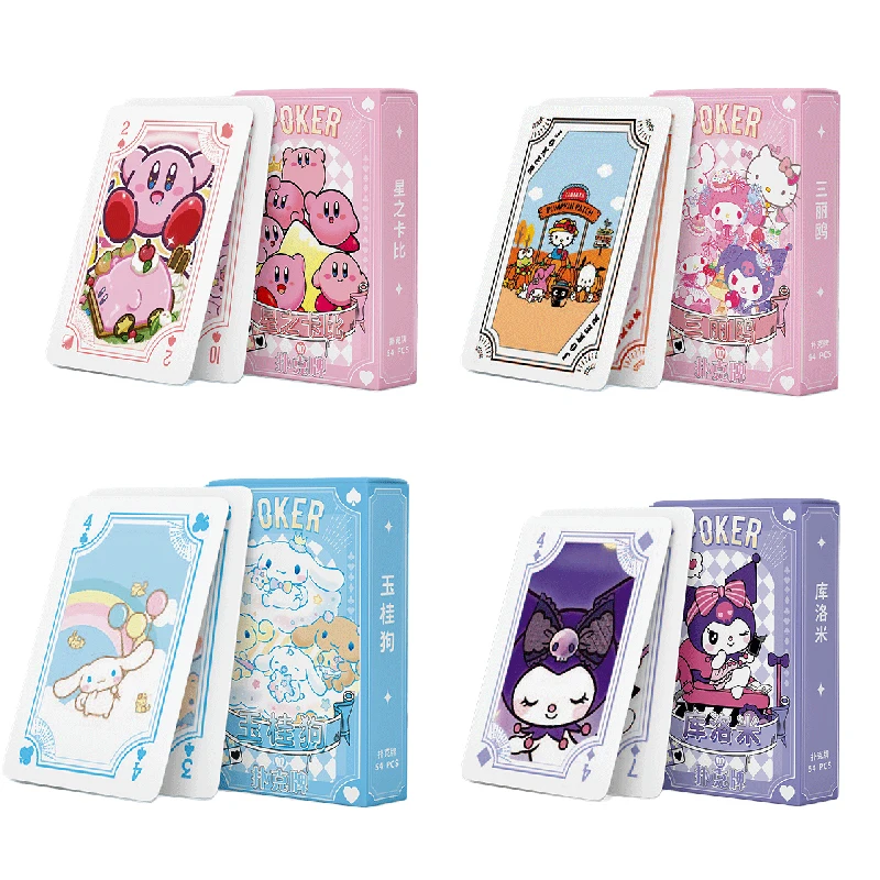 

Милые кавайные звезды Kirby My Melody Hello Kitty Kuromi Cinnamoroll Мультяшные игральные карты Game аниме Коллекционирование карт подарочные игрушки