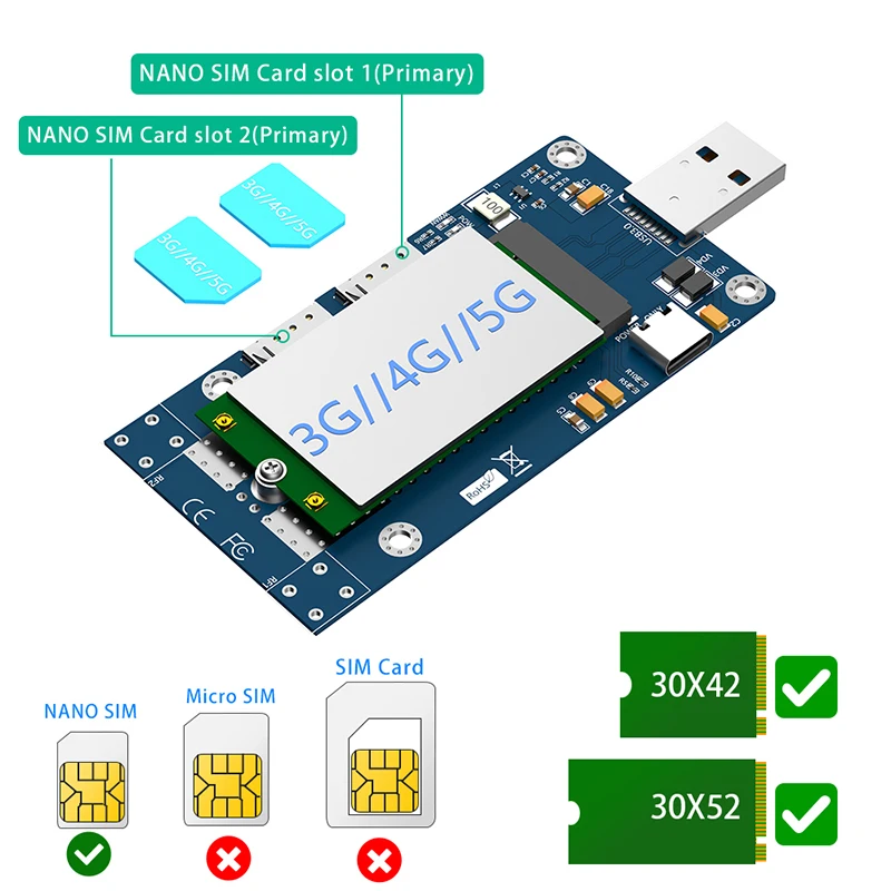 Адаптер M.2 на USB 3 0 переходник для карт слот двух SIM-карт с поддержкой 3G/4G/Φ