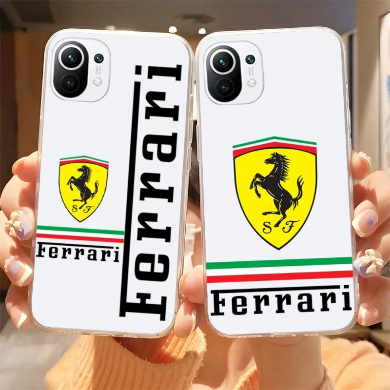 

Ferrari Luxury Sports Car Phone Case Transparent For Xiaomi 13 12 10 11T Poco F3 M4 Redmi 10X 9T Note11 10S 9 8 Pro Lite Cover