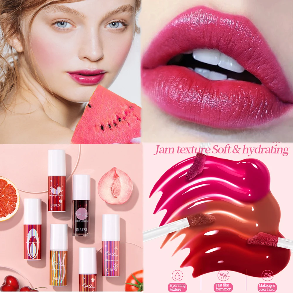 Стеклянный блеск для губ QIBEST Juice 6 цветов зеркальный длинный с глазурью макияж