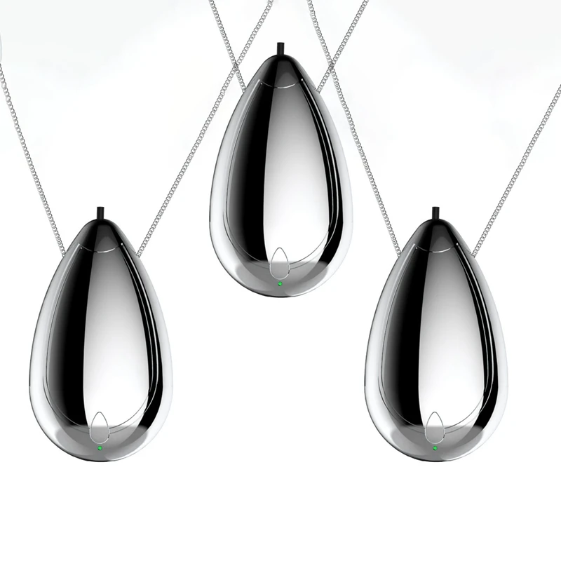 

3X Mini Wearable Air Purifier, Personal Travel Size Air Purifier, Necklace & Portable USB Charging Smoke Purifier Silver