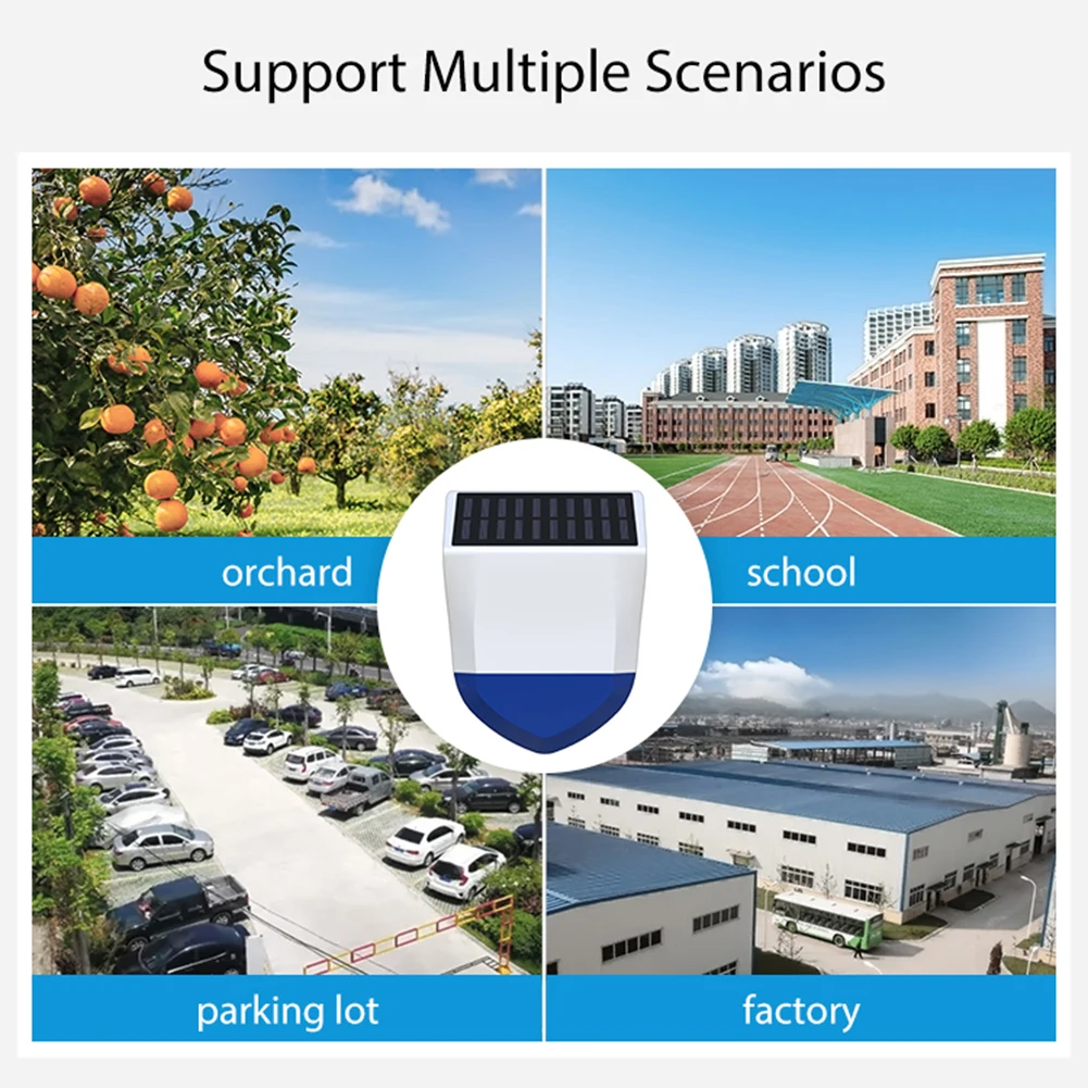 

Водонепроницаемая наружная сирена IPX5 с Wi-Fi, внешняя звукосветильник сирена с датчиком, совместимая с Bluetooth