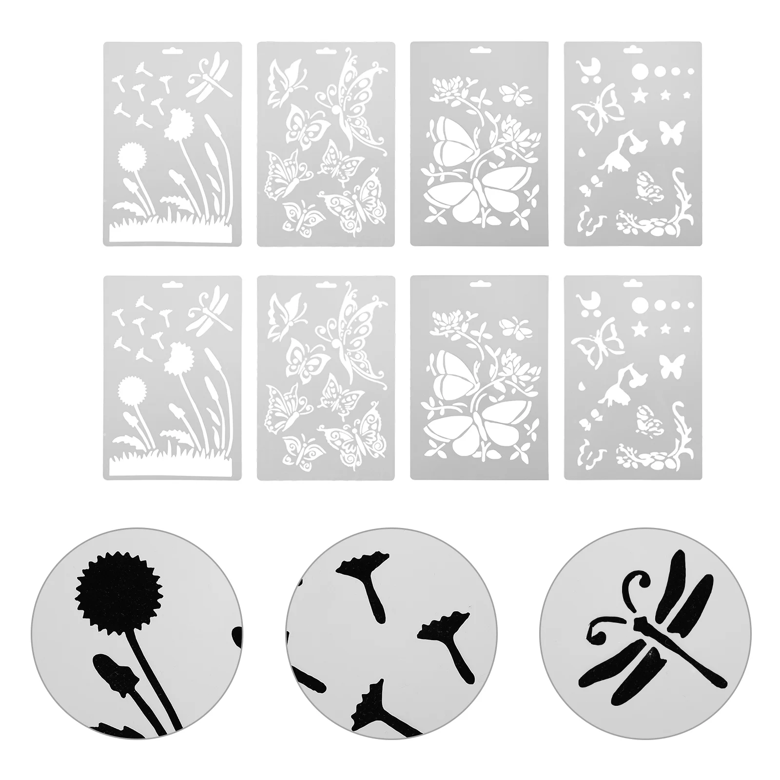 

8Pcs Flower Pattern Drawings Templates Assorted Patterns Painting Stencil and Crafts Supplies Drafting Templates Cake Decor DIY