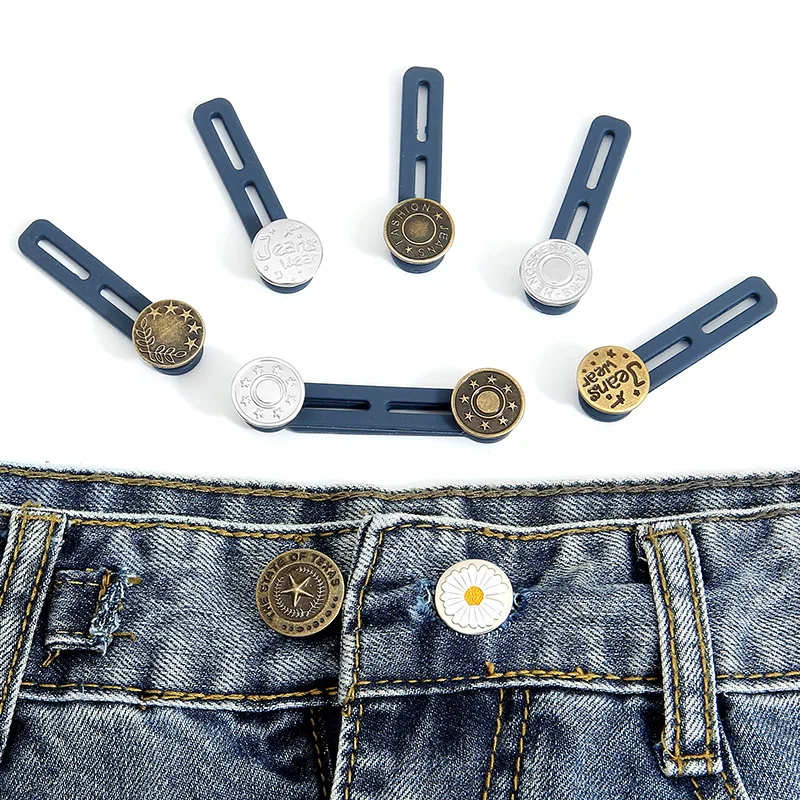 

5PCS Pants Extender Button Waistband Jeans Waist Extender Metal Buttons No Sew Button for Extender Jeans Pants Collar
