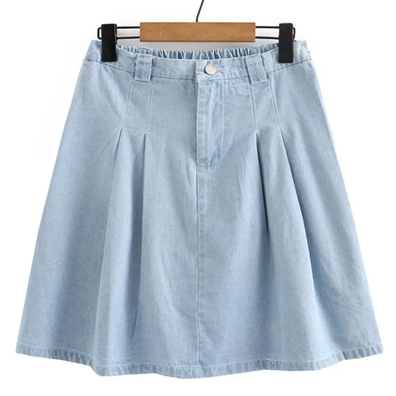 

Summer Plus Size Mini Skirts Women 2023 Fashion High Waist A-Line Denim Bottoms Oversized Curve Clothes