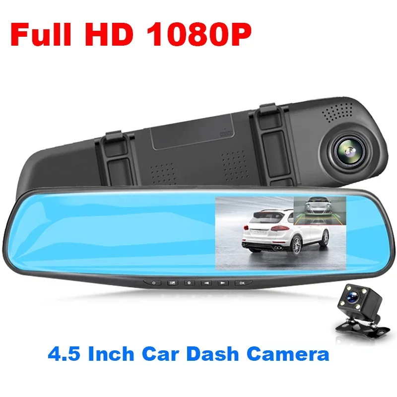 

4,5 дюймовый автомобильный видеорегистратор, видеорегистратор HD 1080P, видеорегистратор, Автомобильное зеркало заднего вида, цифровой видеоре...