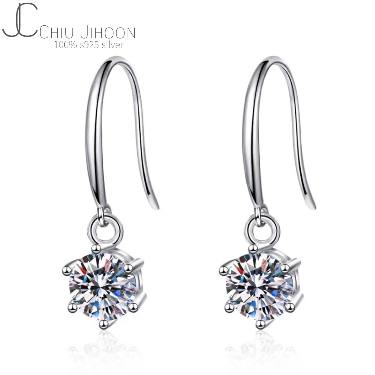 

White Gold Plated 1ct Moissanite Drop Earring for Women Sparkling Diamond Earring Wedding Jewelry S925 Sterling Silver
