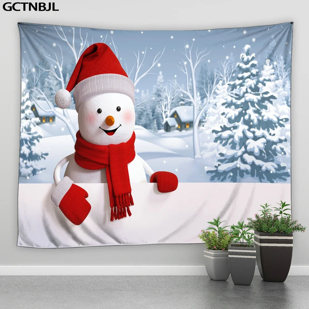 Рождественский гобелен большая настенная подвеска Санта-Клаус олень снеговик