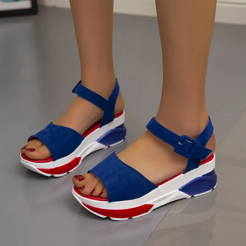 

2022 New Summer Fashion Women Wedge Heels Comfort Sandals Fish Mouth Opened Toe Outdoor Sports Beach Height Increase Shoes