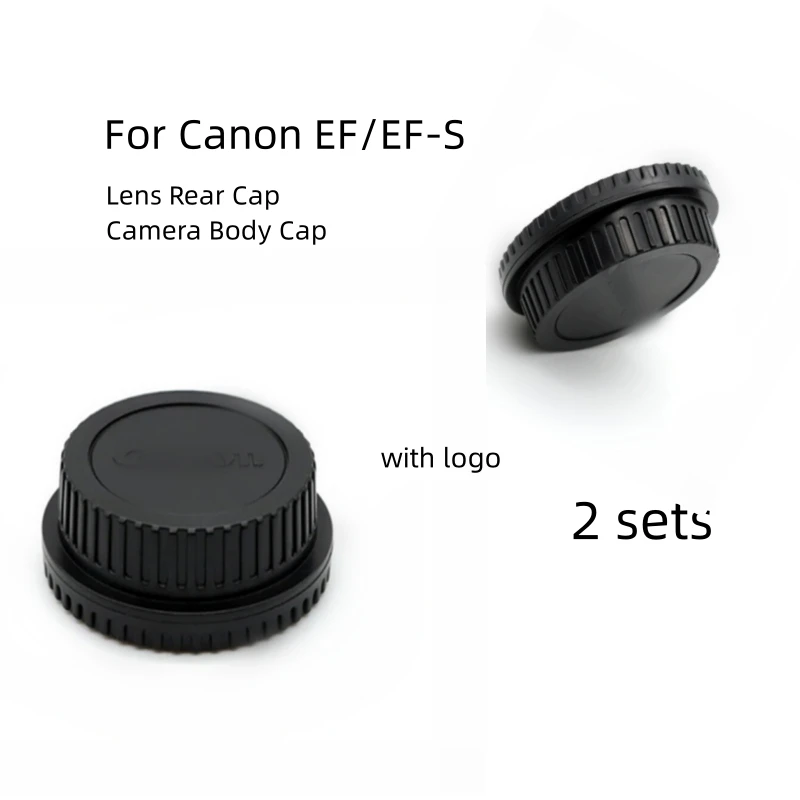 

2 PCS Rear Lens Cover+Camera Body Cap Anti-dust Protection ABS Plastic Black for Canon EOS EF EFS 5DII 6D Camera Accessories